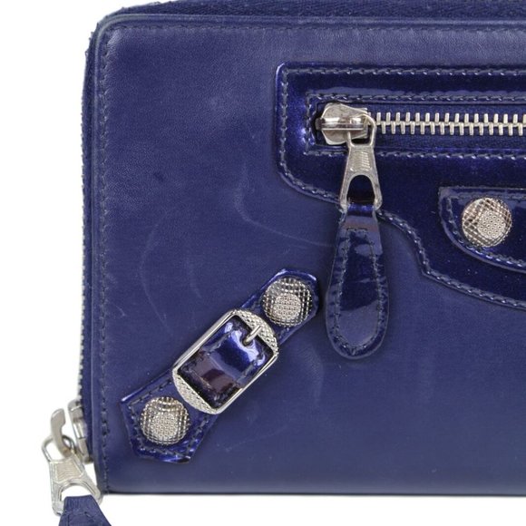 BALENCIAGA Leather & Studded Zip Around Wallet - Picture 8 of 12